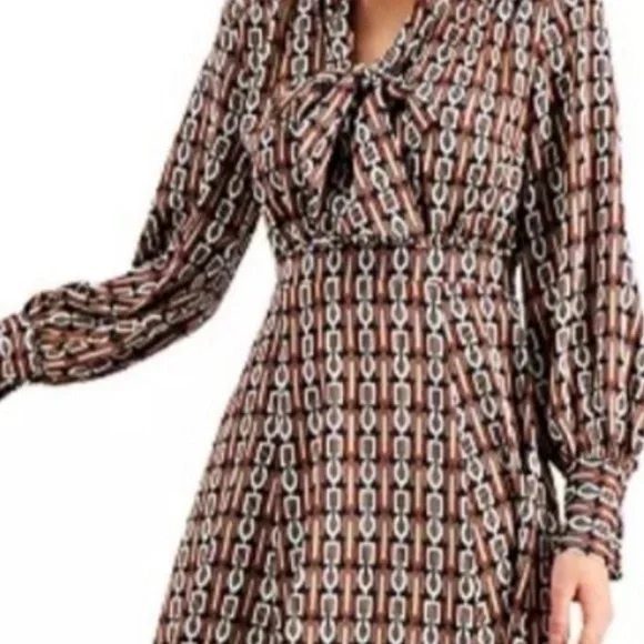 INC International Concepts women’s dress size M Brown Black and White Chain - Picture 3 of 9